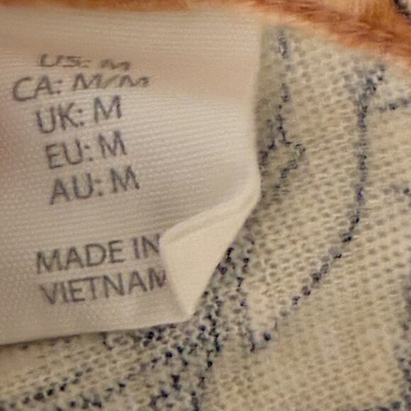 C&C California Top Floral Button Up 100% Linen Orange White Womens Size Medium - Picture 6 of 7